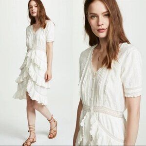 LoveShackFancy Cream Tiered Ruffle Dress
